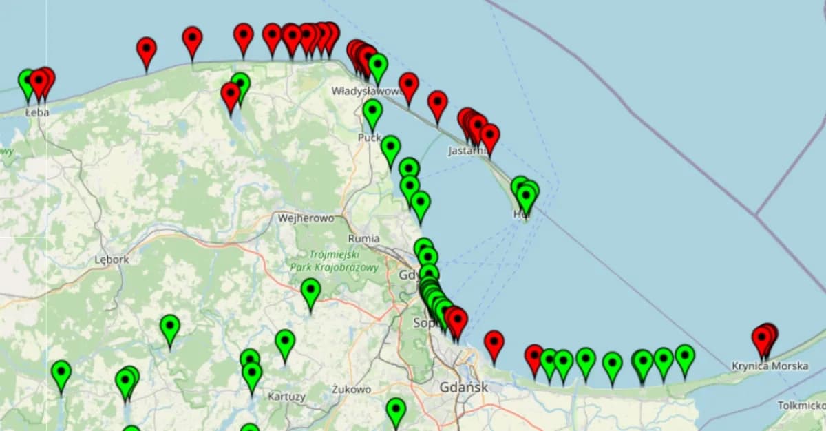 Gdzie sinice nad Bałtykiem? Aktualna mapa zamkniętych kąpielisk 2025 Gdzie sinice nad Bałtykiem? Aktualna mapa zamkniętych kąpielisk 2025